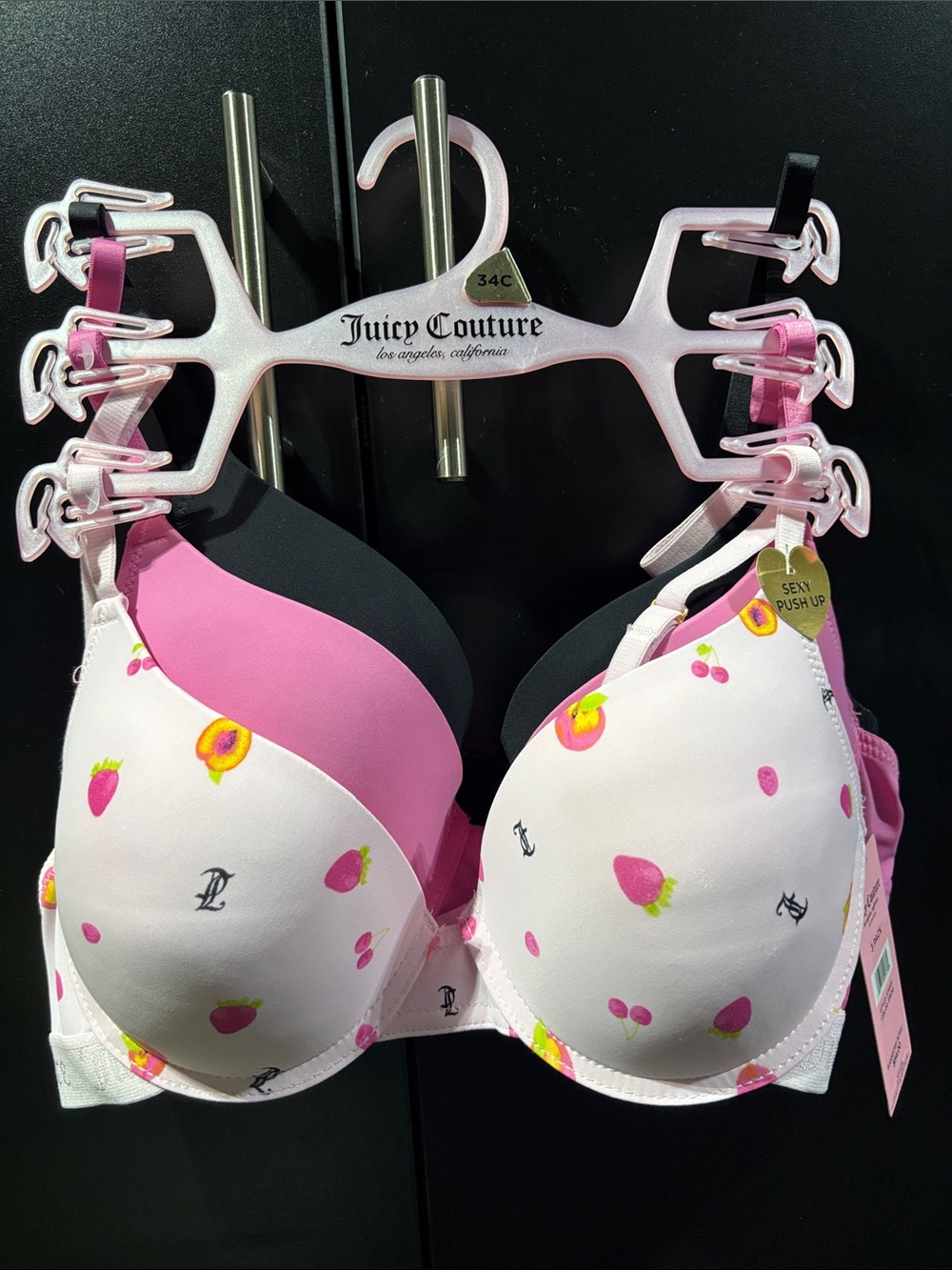 Juicy Couture Sexy  Push-up, 3 pack,underwire, adjustable straps,logo